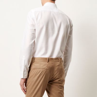 White textured slim fit shirt